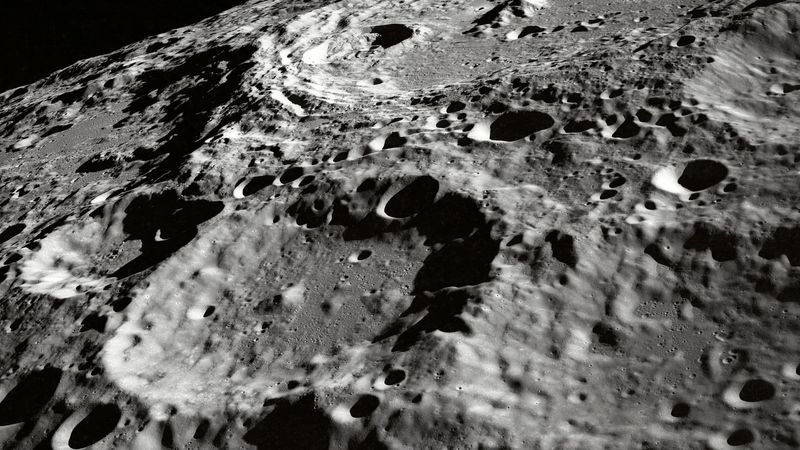 The ridged surface of the moon